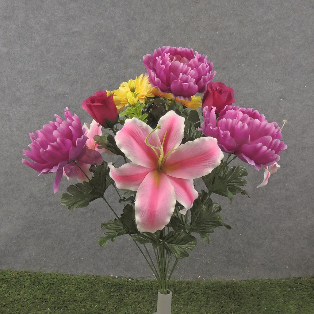 22" LILY/PEONY/DAHLIA BUSH X18 FUCHSIA/PINK/YEL