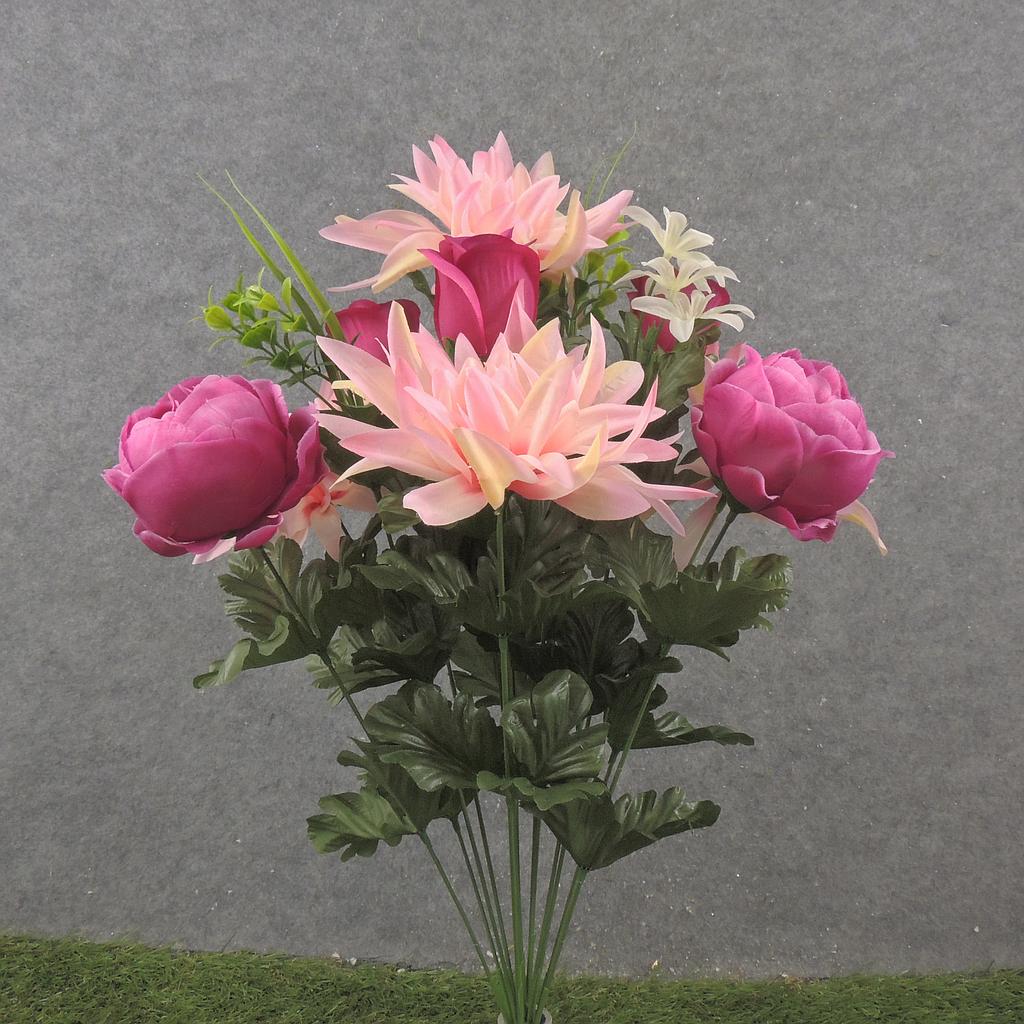 21&quot; ROSE &amp; DAHLIA BUSH X14 BEAUTY/PINK