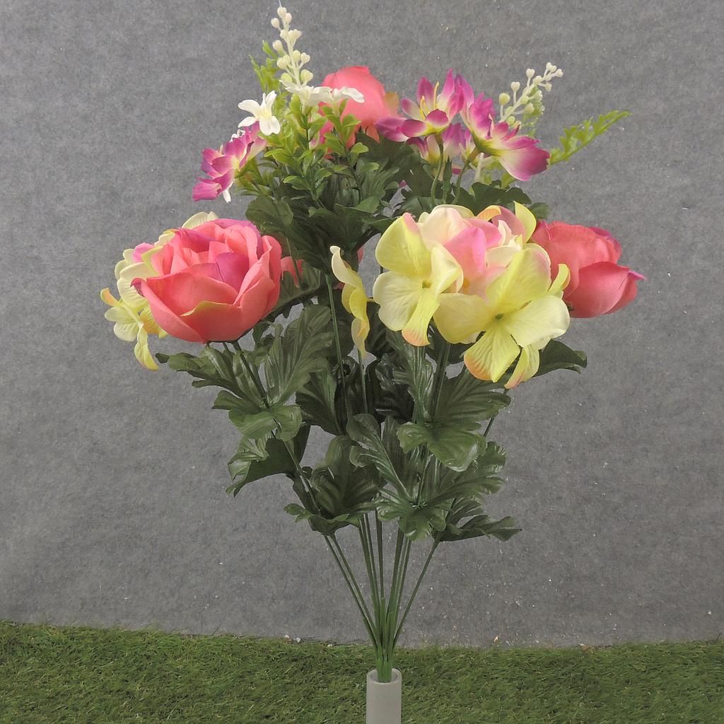 21.5&quot; ROSE &amp; HYDRANGEA BUSH X14 PINK/GREEN