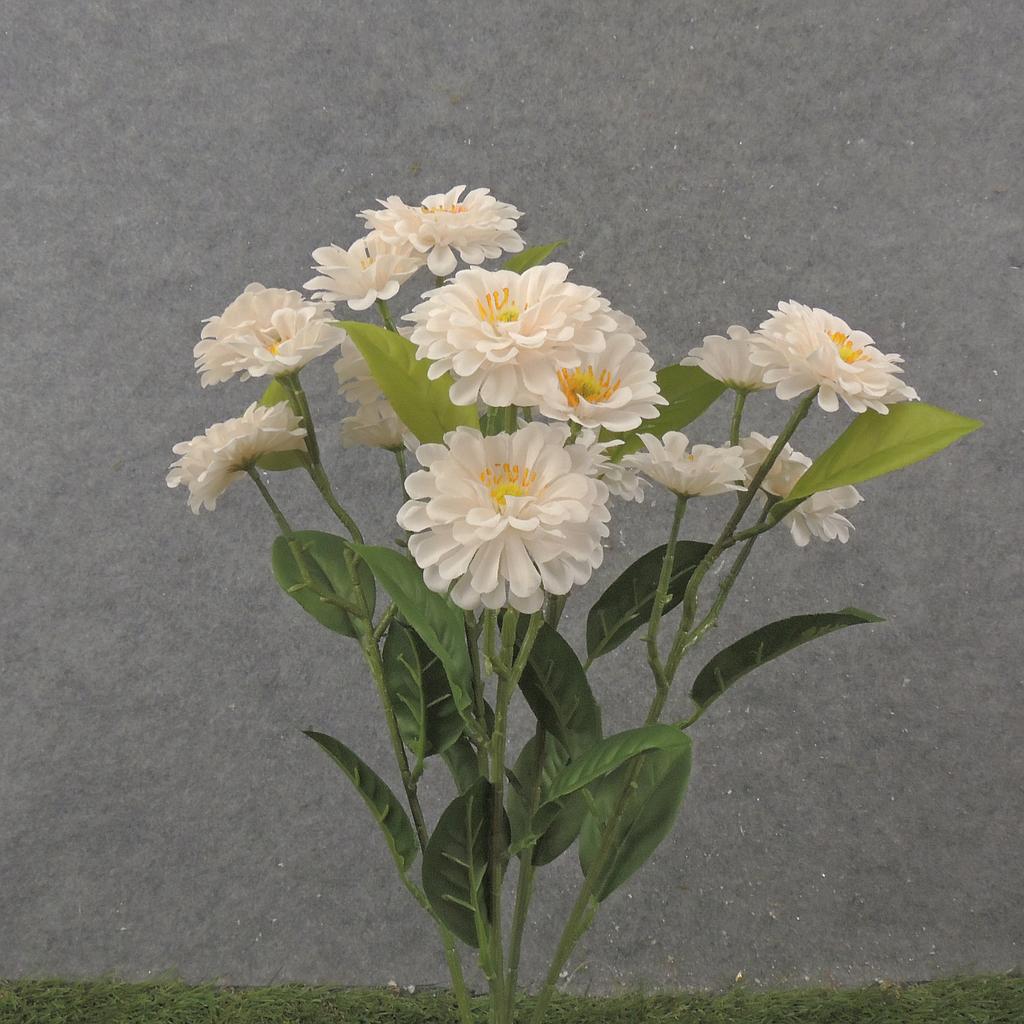 [SB2339-CRM] 18" ZINNIA BUSH X5 CREAM