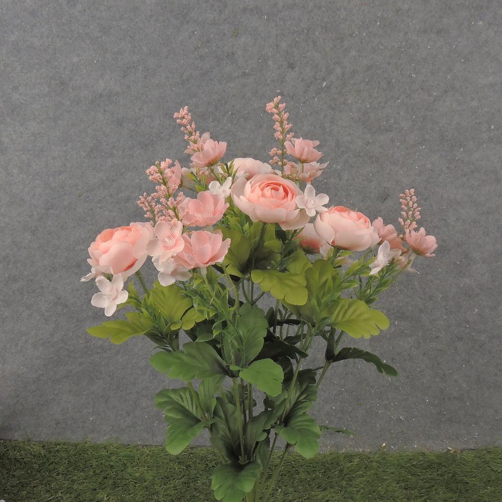 [SB2340-PCH] 18" RANUNCULUS & HEATHER BUSH X10 PEACH