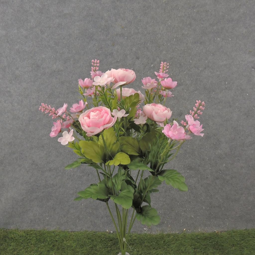 [SB2340-PNK] 18" RANUNCULUS & HEATHER BUSH X10 PINK