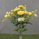 18" RANUNCULUS & HEATHER BUSH X10 YELLOW