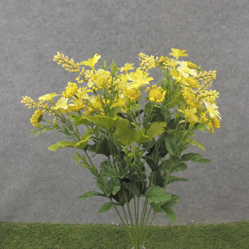 [SB2341-YEL] 19" WILDFLOWER & HEATHER BUSH X10 YELLOW