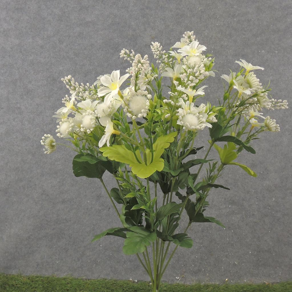 19" WILDFLOWER & HEATHER BUSH X10 CREAM/WHITE