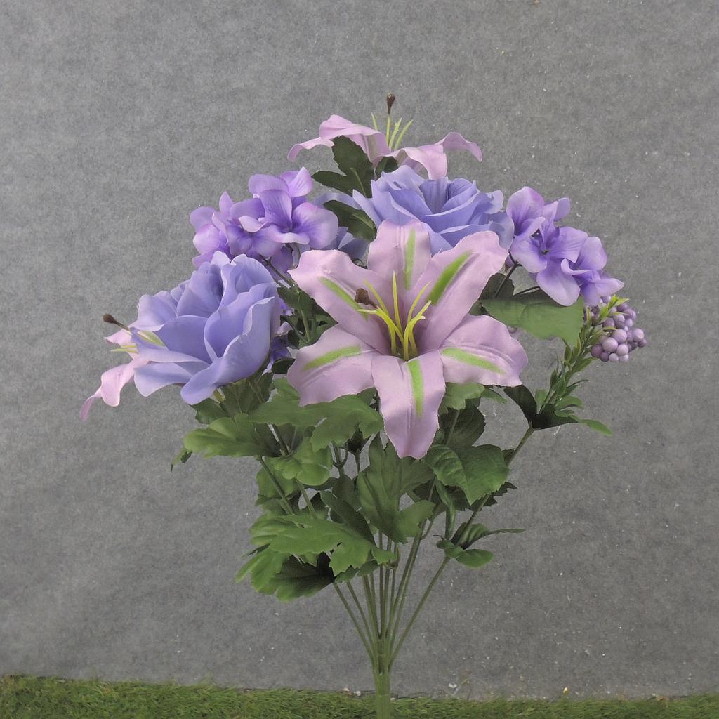 21" LILY/HYDRANGEA/ROSE BUSH X13 PURPLE/LAVENDER