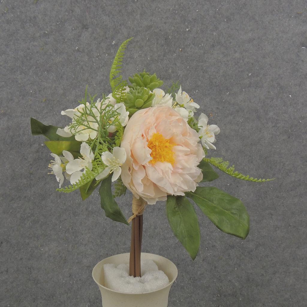 11" PEONY/HYDRANGEA BOUQUET X6 CREAM/PINK