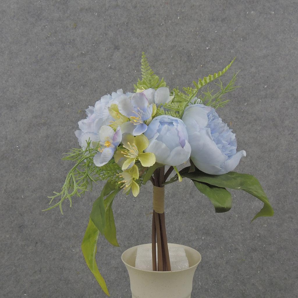 11" PEONY/HYDRANGEA BOUQUET X6 PALE BLUE