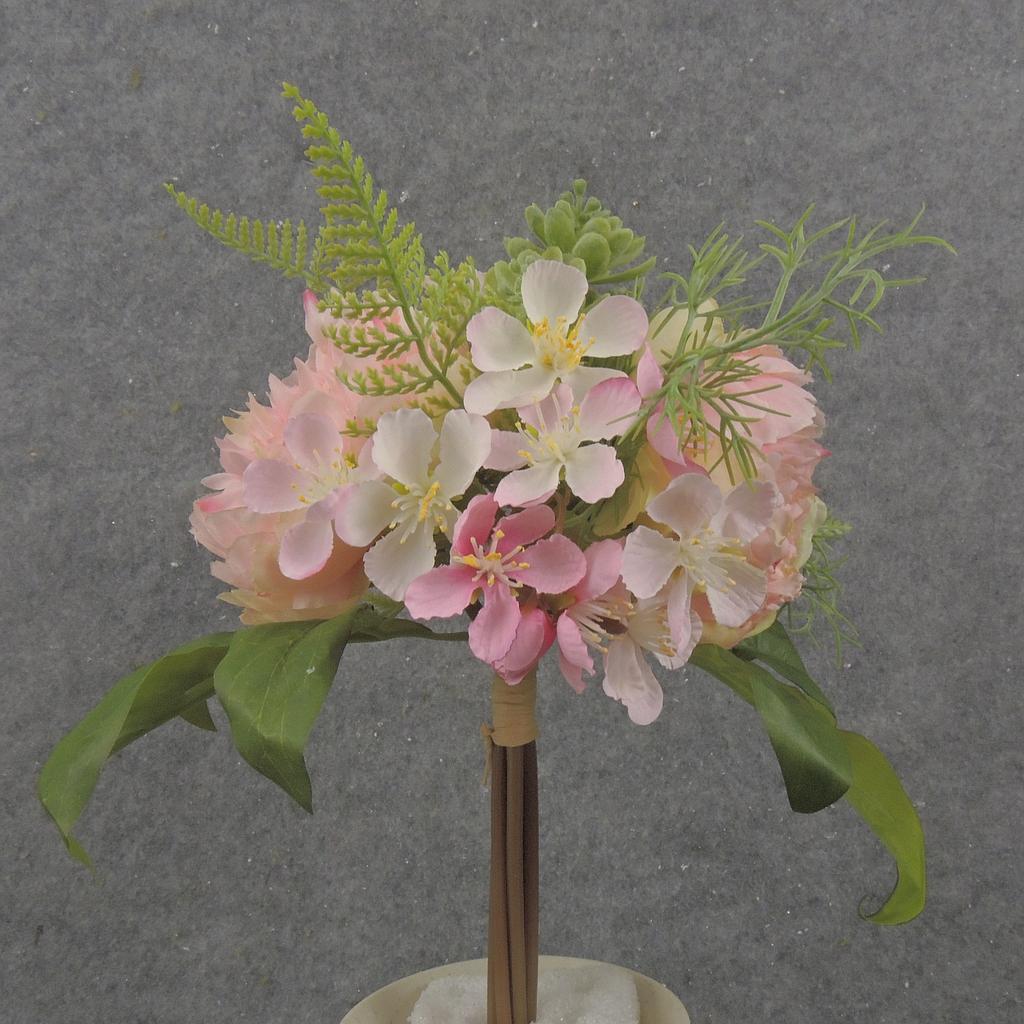 11" PEONY/HYDRANGEA BOUQUET X6 PINK/CREAM
