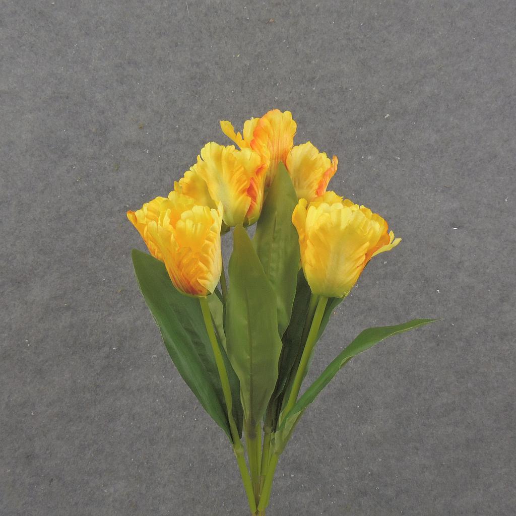 [SB2376-YEL] 17" PARROT TULIP BUSH X9 YELLOW