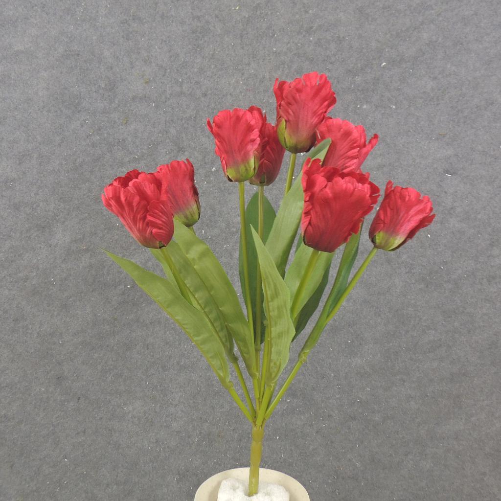 [SB2376-RED] 17" PARROT TULIP BUSH X9 RED