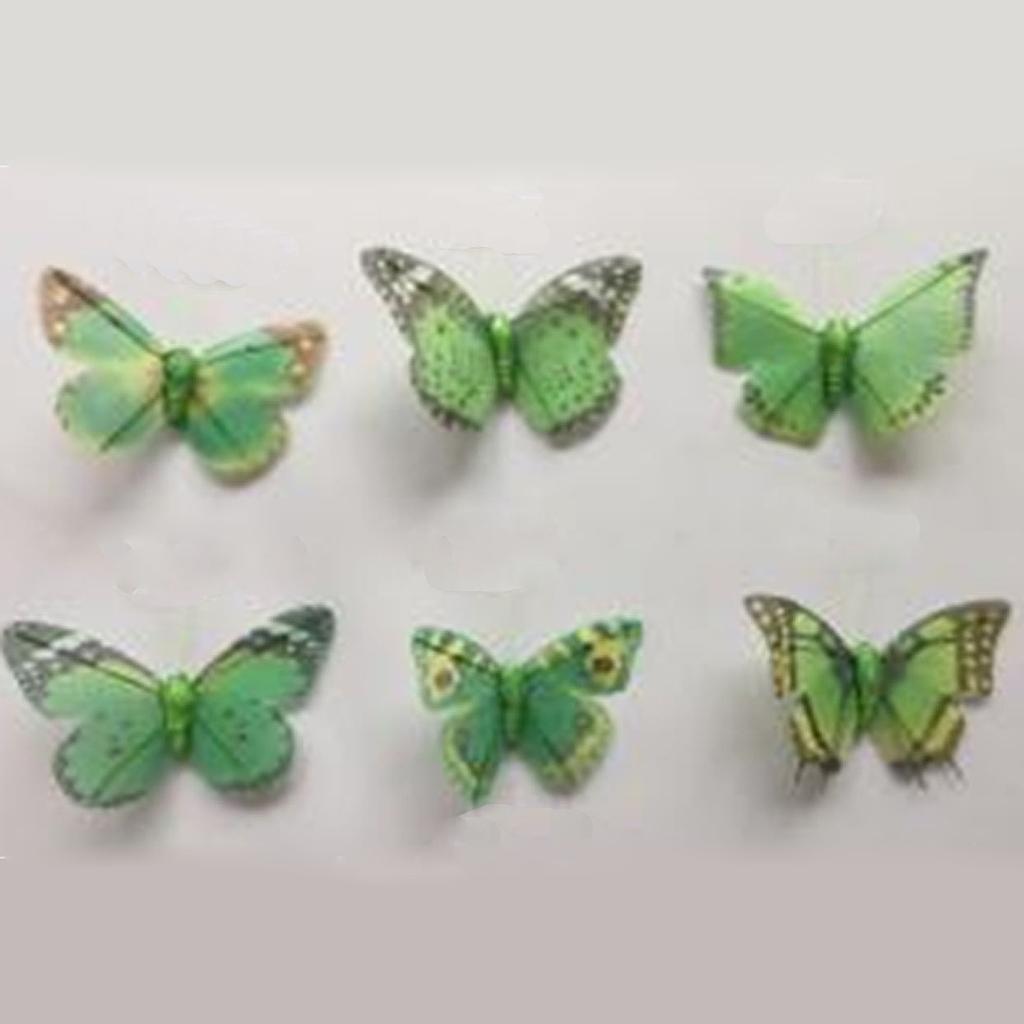 3.5" PRINTED BUTTERFLIES ASST GREEN MIX W/CLIP