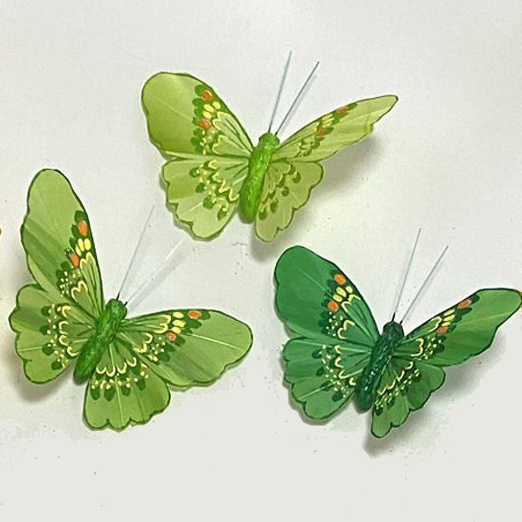 3.5&quot; PAINTED BUTTERFLIES GREEN MIX 3-ASST W/CLIP