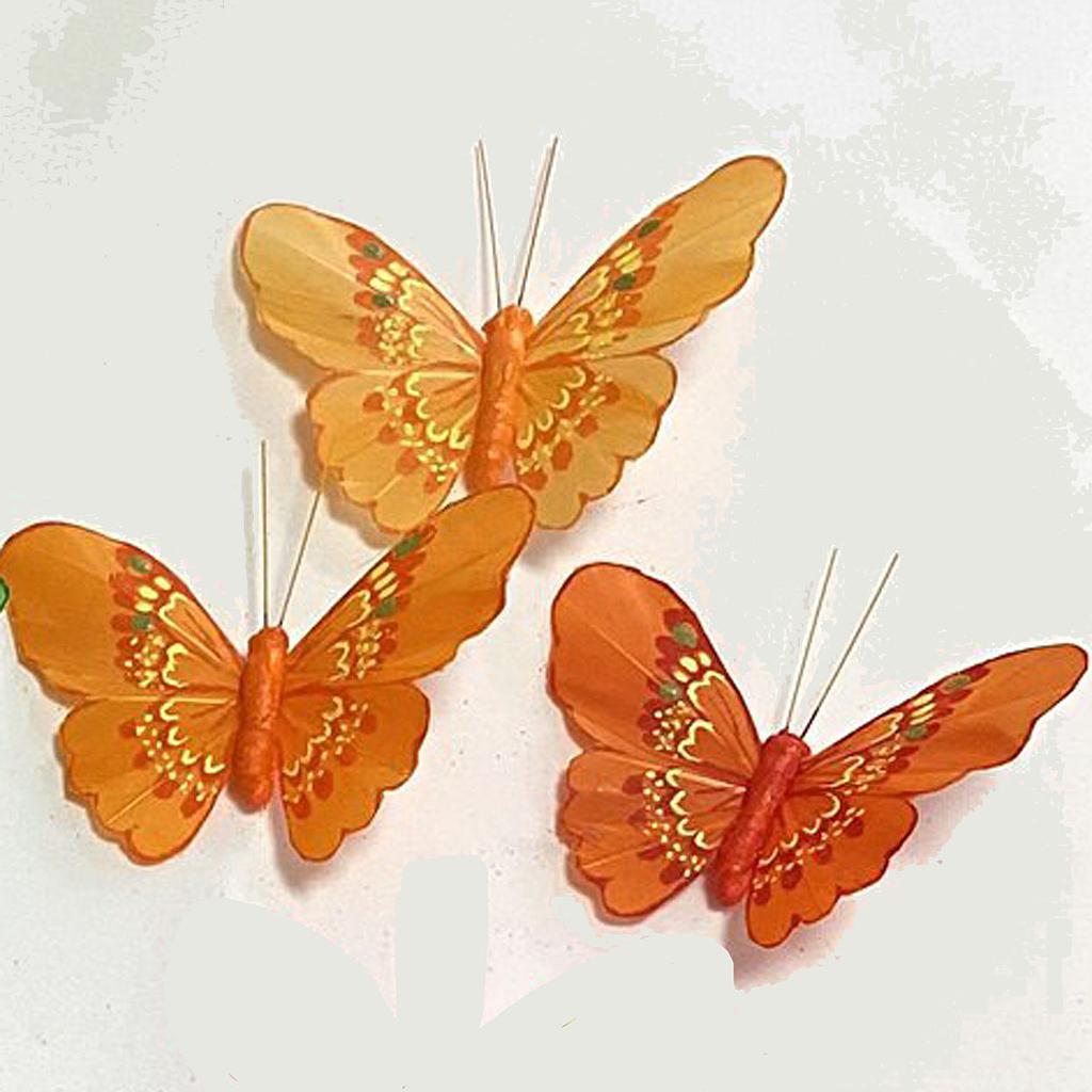 3.5" PAINTED BUTTERFLIES ORANGE MIX 3-ASST W/CLIP