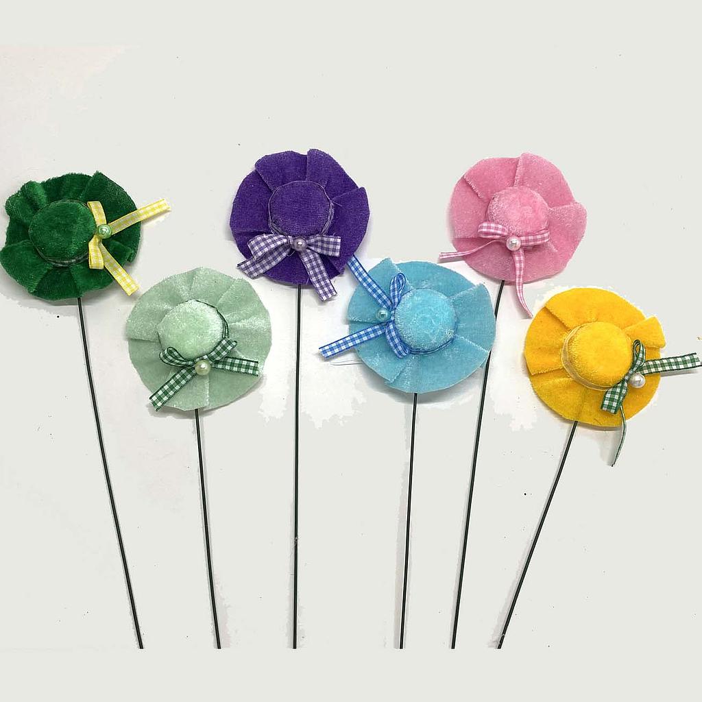 3&quot; VELVET SPRING HATS ON PICK 6-ASST