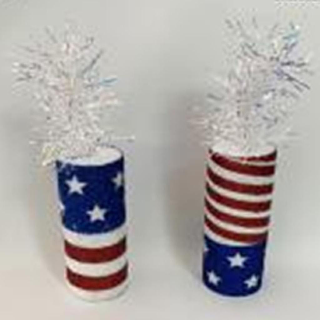 5" FIREWORK CANDLE ON 10" PICK RD/WH/BL 2-ASST