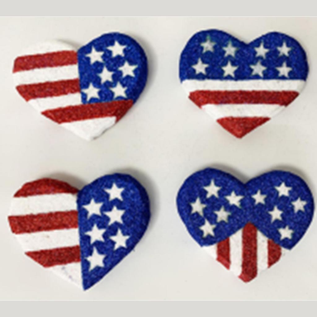 4.5&quot; HEART ON 10&quot; PICK GLITTER STARS &amp; STRIPES 4-ASST