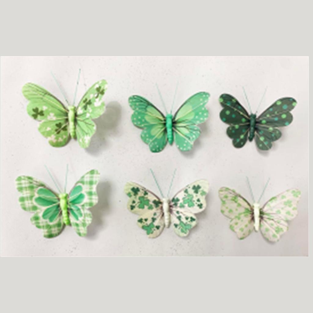 3.75&quot; ST. PATRICKS DAY BUTTERFLY ASSORTMENT W/CLIP