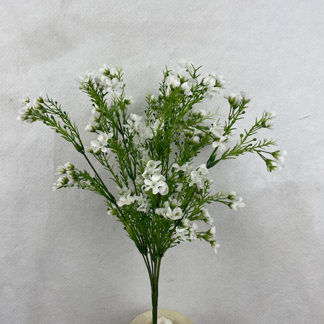 [SB4235-WHT] 18" WAX FLOWER BUSH X9 WHITE