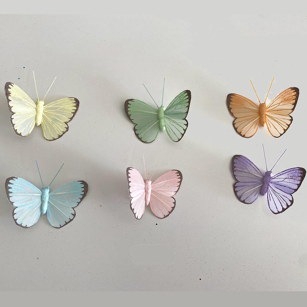 2.5" PASTEL BUTTERFLIES W/WIRE