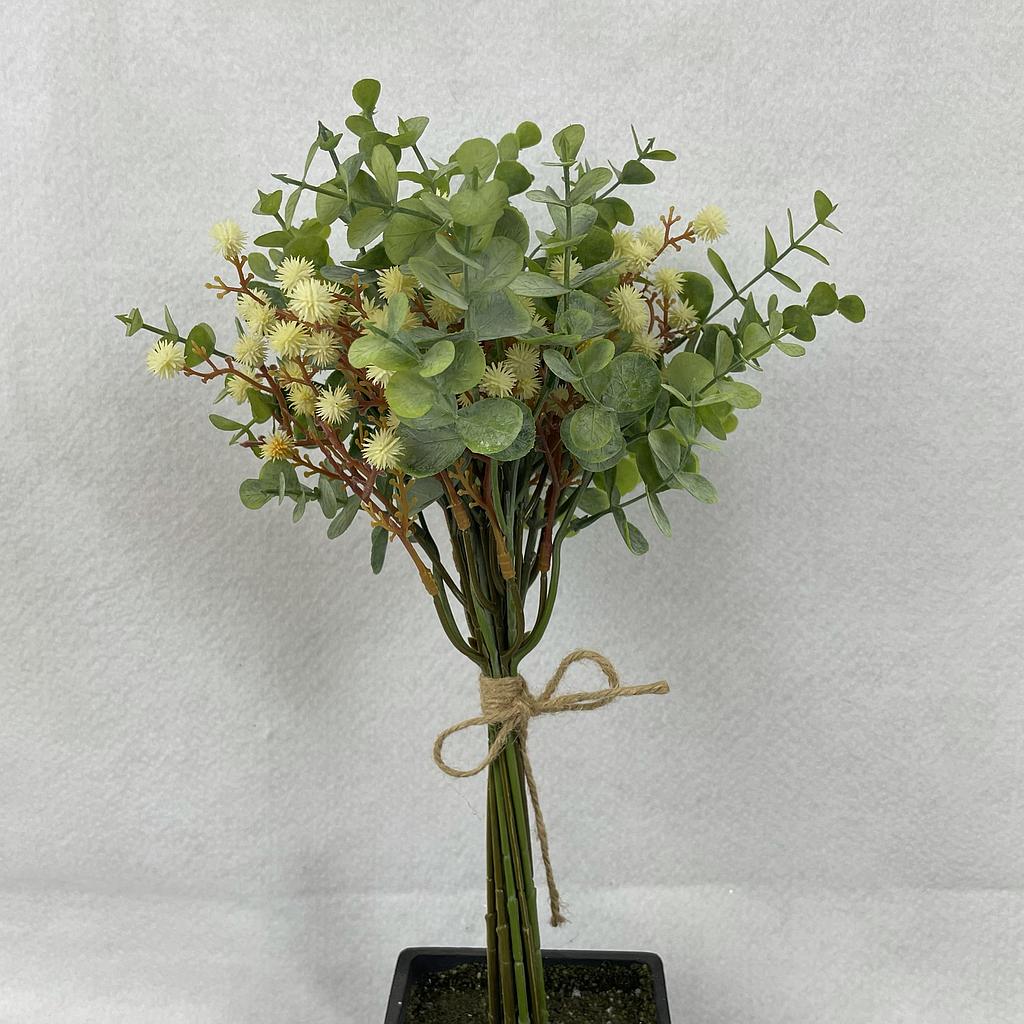 [SB2381-CRM] 14" EUCALYPTUS & MINI BUR BUNDLE CREAM