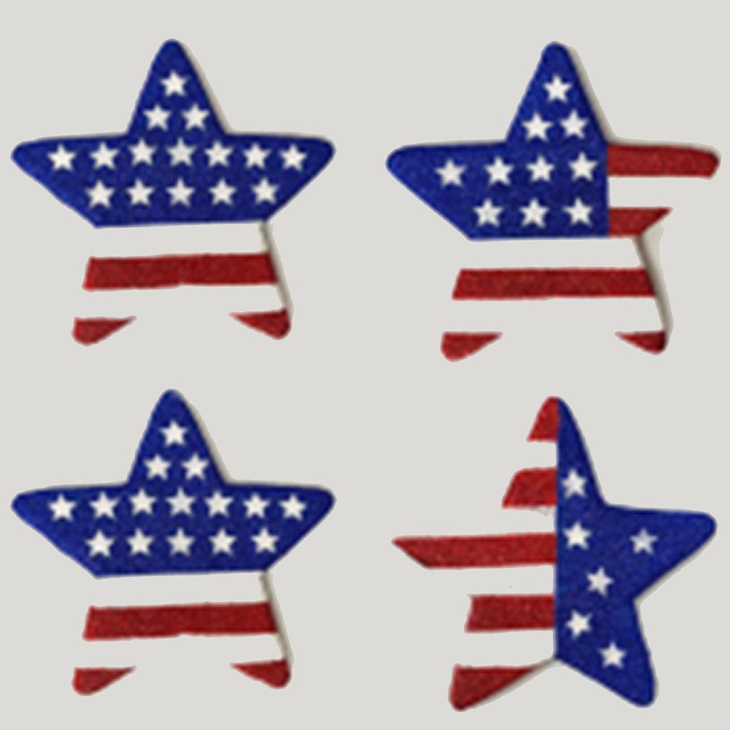 10" GLITTER STAR ON 10" PICK AMERICAN FLAG 3-ASST