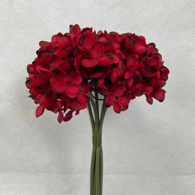 [SE1094-RED] 11" HYDRANGEA BUNDLE X6 RED