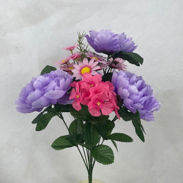 18" PEONY/HYDRANGEA/DAISY BUSH X12 PURPLE/PINK