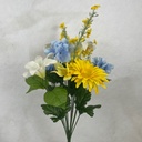 21" HYDRANGEA/GERBERA/LILY BUSH X12 YELLOW/CREAM/BLUE