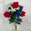 19" LILY/MIXED ROSE BUSH X14 RED/WHT/BLU