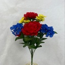 18" PEONY/HYDRANGEA/DAISY BUSH X12 RED/BLU/YEL