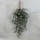 24&quot; FROSTED EUCALYPTUS AND PINE HANGER W/ WHITE BERRIES AND BELLS