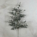 28" FROSTED EUCALYPTUS AND PINE SPRAY W/ WHITE BERRIES AND BELLS