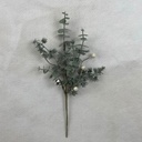 12&quot; FROSTED EUCALYPTUS AND PINE PICK W/ WHITE BERRIES AND BELLS