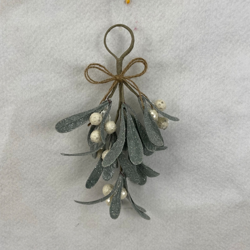 [XL2611] 8" FROSTED MISTLETOE HANGER