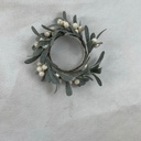 3.5&quot; FROSTED MISTLETOE CANDLE RING