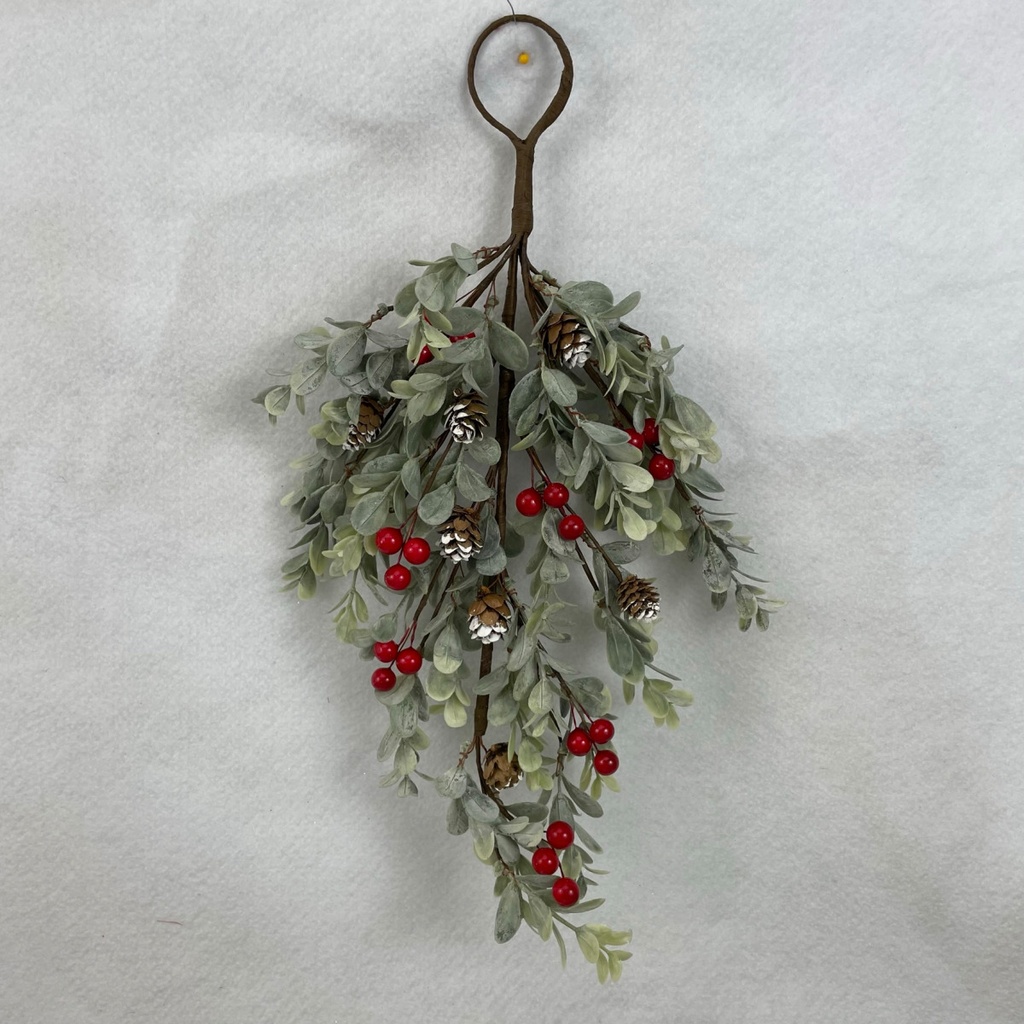 16" EUCALYPTUS HANGER W/ RED BERRIES AND CONES