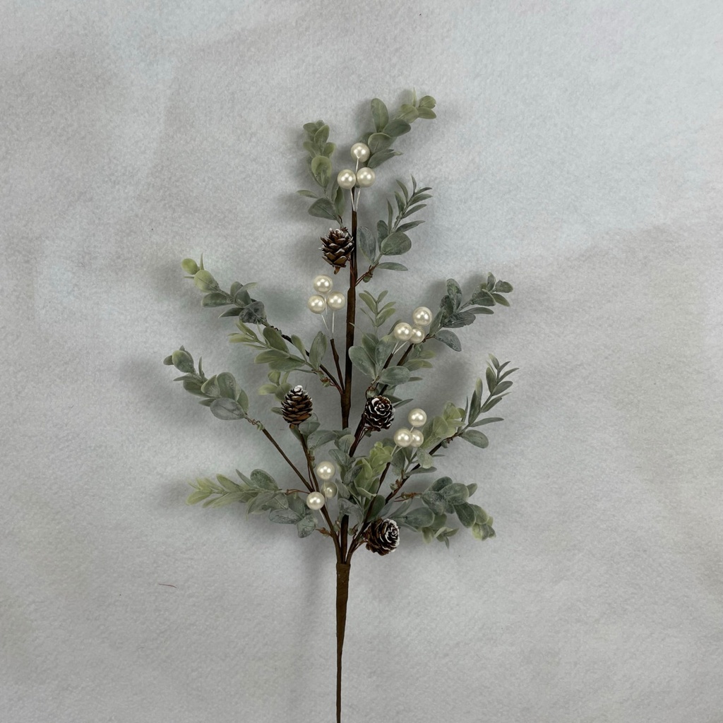 22" EUCALYPTUS SPRAY W/ WHITE BERRIES AND CONES