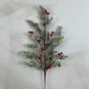 28" EUCALYPTUS SPRAY W/ RED BERRIES AND CONES