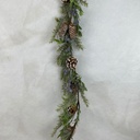 60&quot;  PINE AND LEAF GARLAND W/ BLUE BERRIES AND CONES