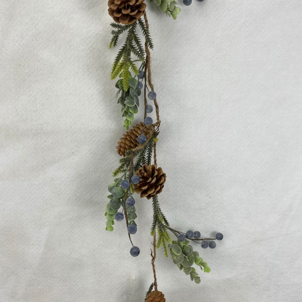 49&quot; EUCALYPTUS CONE AND BLUE BERRY GARLAND