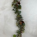 60" GARLAND W/ GLITTER PINE EUCALYPTUS AND RED BERRY 