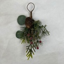 12&quot; HANGER W/ GLITTER PINE EUCALYPTUS AND RED BERRY 