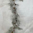 59" PINE GARLAND W/ SNOW AND RED BERRIES