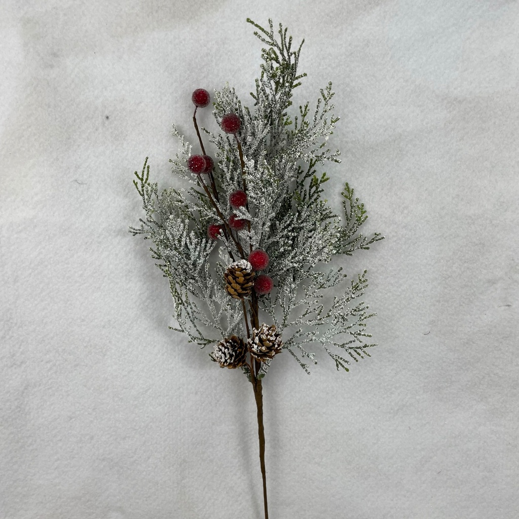 20" PINE SPRAY W/ SNOW AND RED BERRIES
