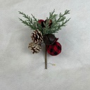 9&quot; BUFFALO PLAID BALL AND PINE PICK