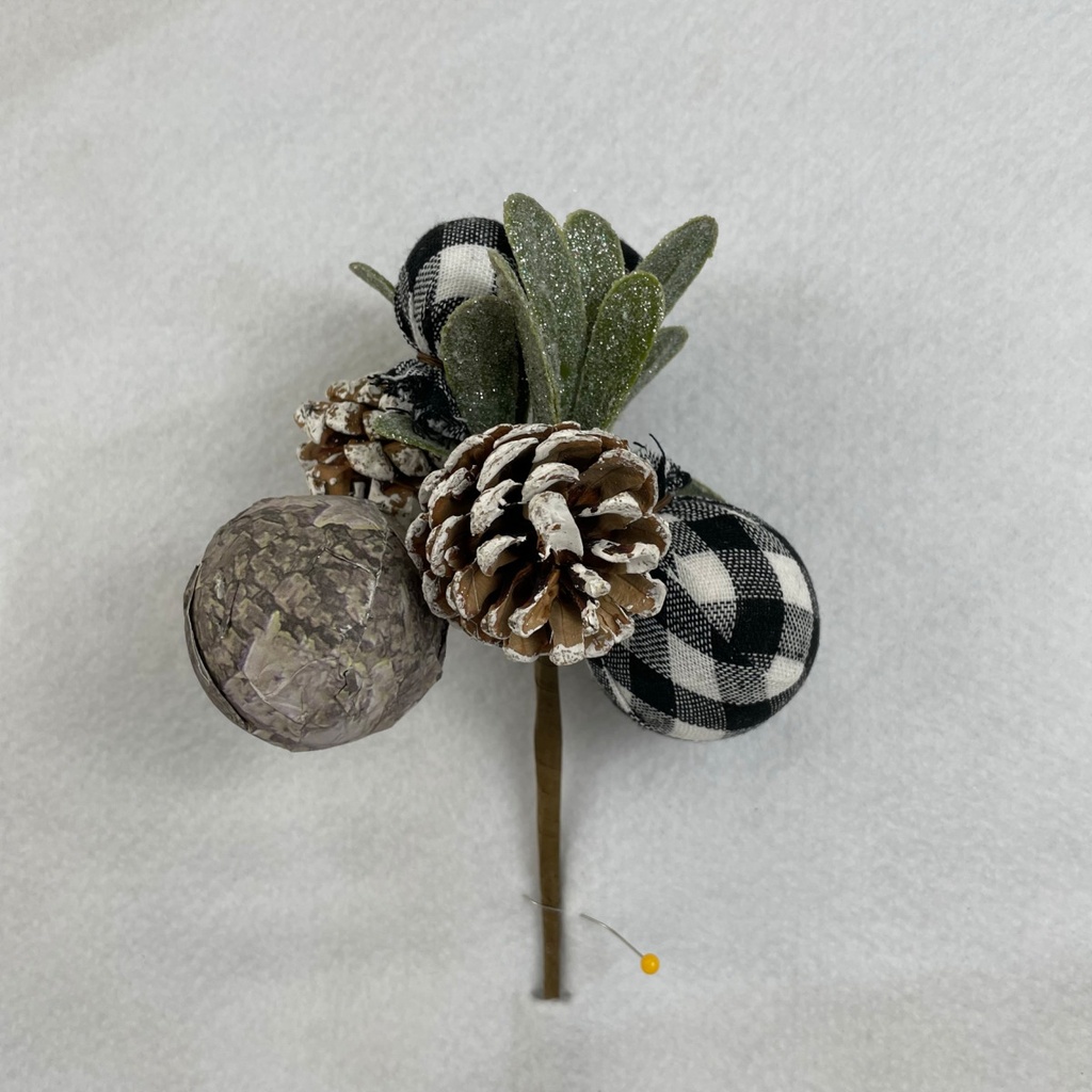 [XL2664] 8" BIRCH BALL  AND MISTLETOE PICK