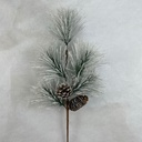 25" LONG NEEDLE PINE SPRAY X5 W/ CONES SNOW