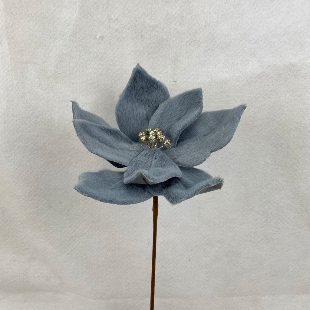 13" POINSETTIA PICK LITE BLUE/GREY (9"dia)