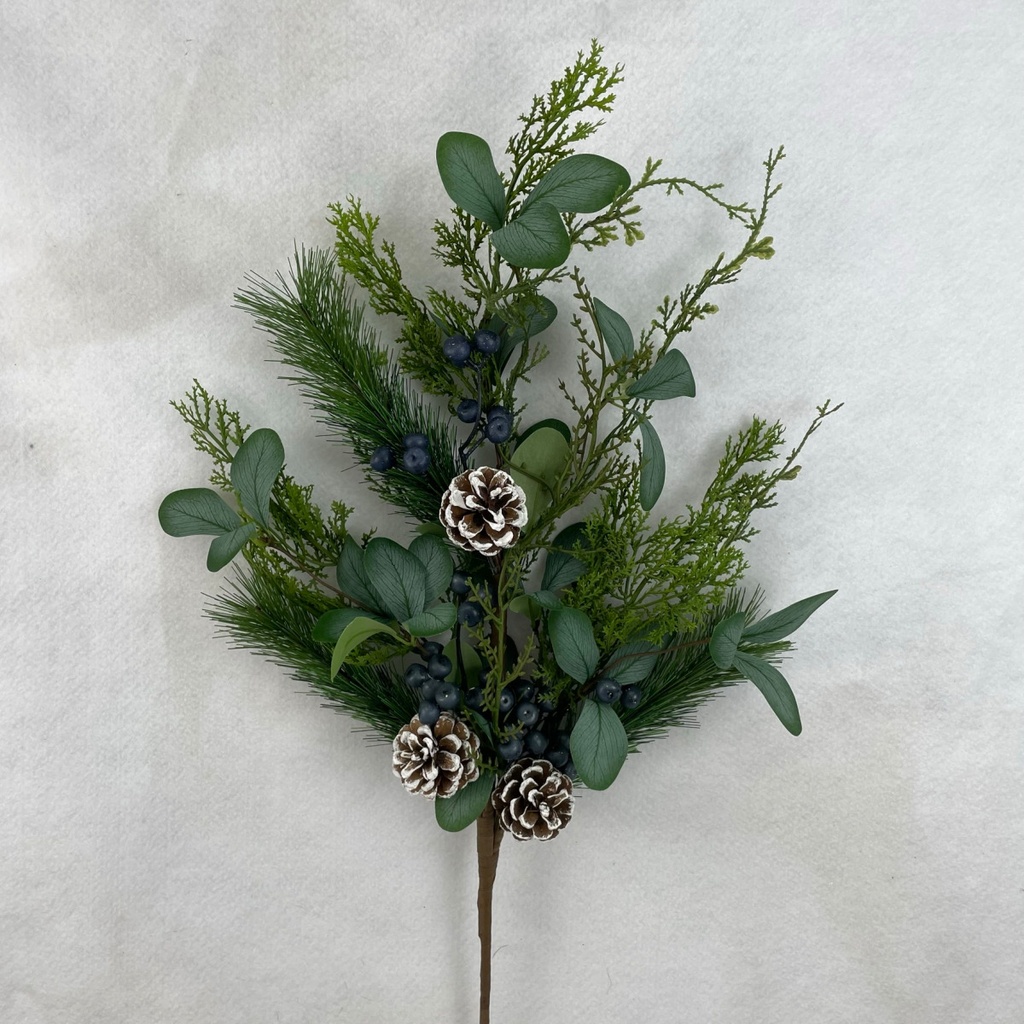 27" MIXED PINE & LEAF SPRAY W/BLUE BERRIES